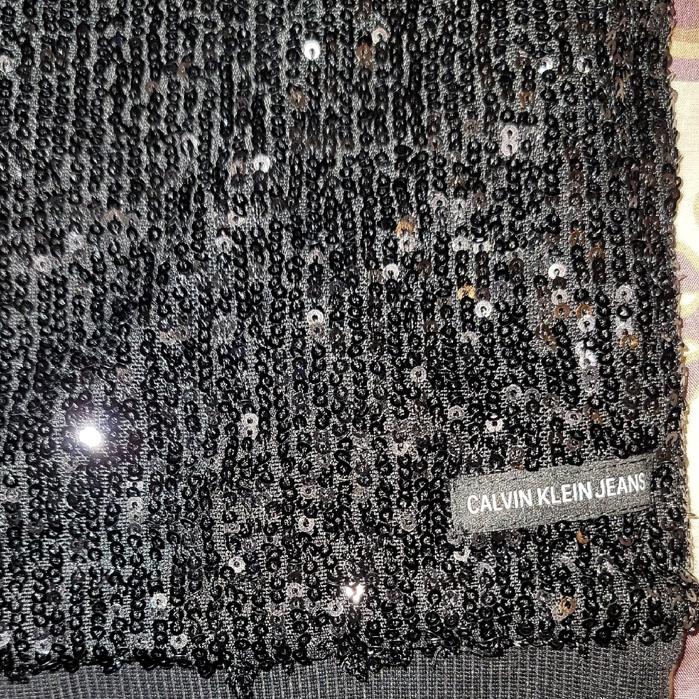 Calvin Klein Jeans Black Sequin Top Sz: L - Picture 9 of 9